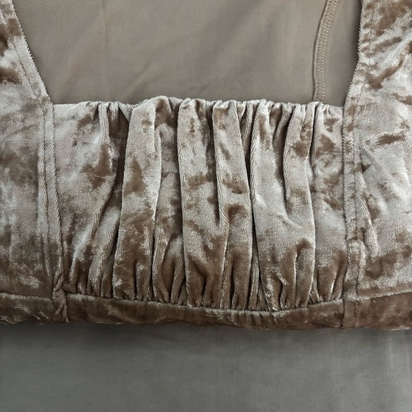 Flying Tomato Beige Champagne Crushed Velvet Top - Picture 5 of 9
